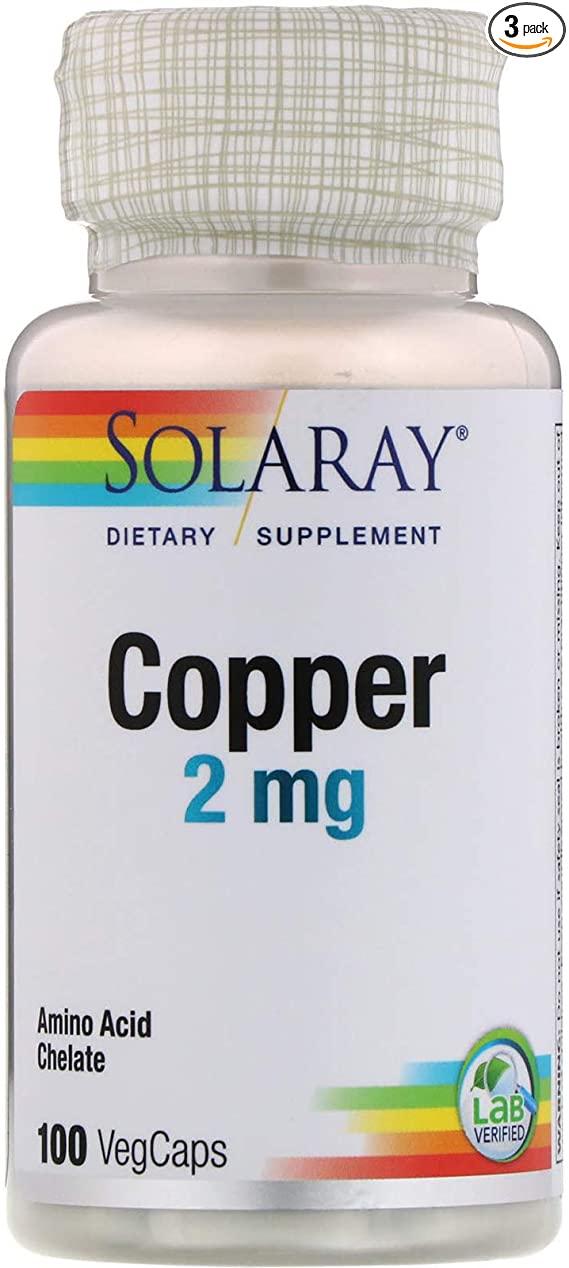 Solaray, (3 Pack) Copper, 2 mg, 100 VegCaps