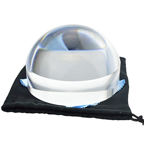 Yoctosun 2.5 Inch/3 Inch/3.8 Inch Crystal Clear Paperweight 5X Dome Magnifier with Polishing Pouch (3.8inch)