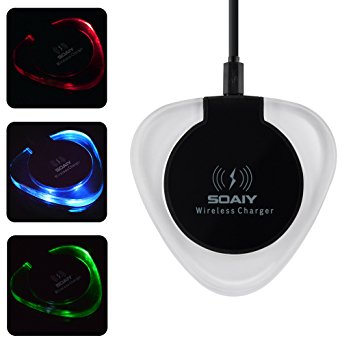 SOAIY Ultrathin Wireless Charger, Wireless Charging Pad Station for iPhone8 iPhoneX Samsung Galaxy S8 S8 PLUS S7/S7 Edge/S6/S6 Edge/S6 Edge Plus/S6 Active/Note 5, Black