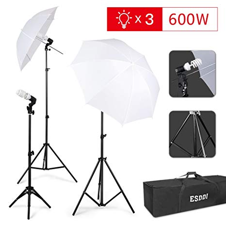 ESDDI Photography Umbrella Lighting Kit 600W 5500K Portable Continuous Day Light Photo Portrait Studio Video Equipment