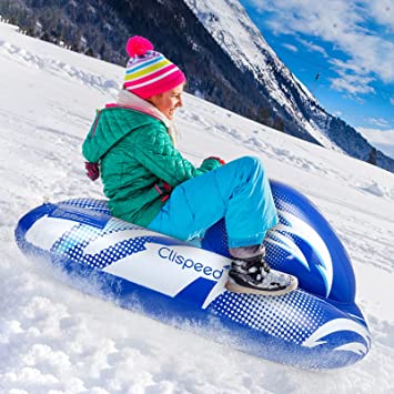 CLISPEED Winter Snow Sleds,Inflatable Snow Tubes with Reinforced Handles Thickened PVC 47 Inch Gaint Heavy Duty Sledding Float Winter Outdoor Fun for Adults and Kids