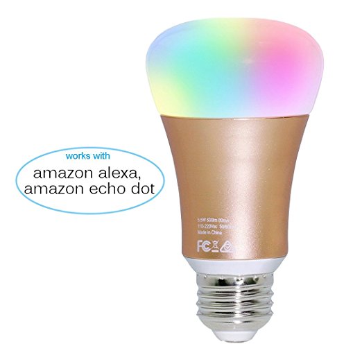 Wifi Smart Light Bulb,Works with Amazon Alexa,Wireless APP-controlled LED Bulbs,with Echo Dot Accessories RGB Lighting Kits for Home/Bedroom/Living Room(Gold))