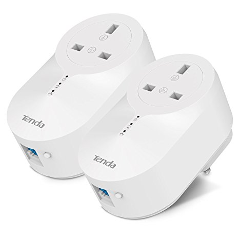 Tenda AV1000 Powerline Adapter Kit with 2 Gigabit Ports and AC Pass Through, for 4K/3D/HD Video Streaming ,TV and Game Console, No Configuration Required, UK Plug, Pack of 2 (PH6 )