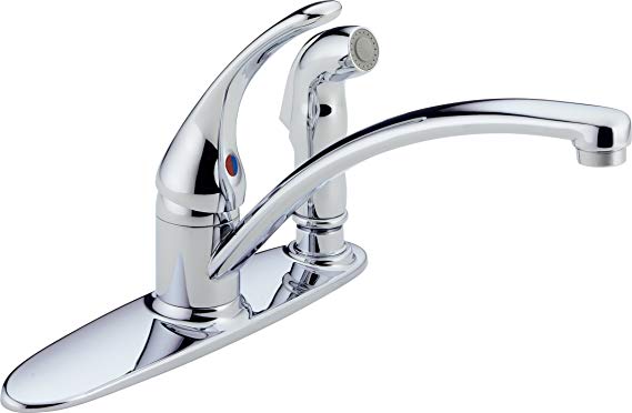 Delta Foundations B3310LF Single Handle Kitchen Faucet with Integral Spray, Chrome