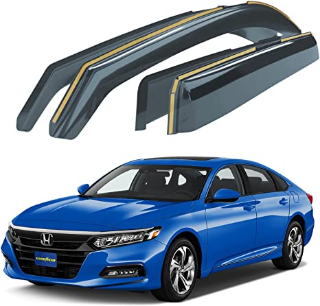 Goodyear Shatterproof in-Channel Window Deflectors for Honda Accord 2018-2022, Rain Guards, Window Visors for Cars, Vent Deflector, Car Accessories, 4 pcs - GY003491