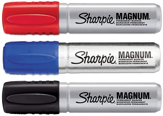 Sharpie Magnum - Blue   Black   Red - 3-Color Bundle - Magnum Oversized Permanent Markers - Chisel Tip