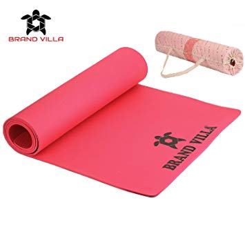 brandvilla Yoga Mat with Carrying Bag Anti Skid Yogamat for Gym Workout and Flooring Exercise Long Size Yoga Mat for Men Women