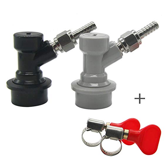 Beer Keg Ball Lock Disconnect - Brand Luckeg include Ball Lock Gas Disconnect,Liquid Disconnect, Barbed Swivel Nuts, Worm Clamp for Homebrewing Beer Kegging