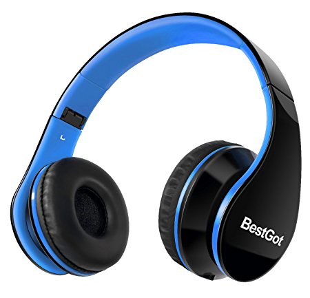 BestGot Headphones Over Ear Kids Headphones with Microphone Volume Control Lightweight Noise Isolating Headsets with Detachable 3.5mm Cable for Apple Android Smartphone Tablets Laptop (Black/Blue)