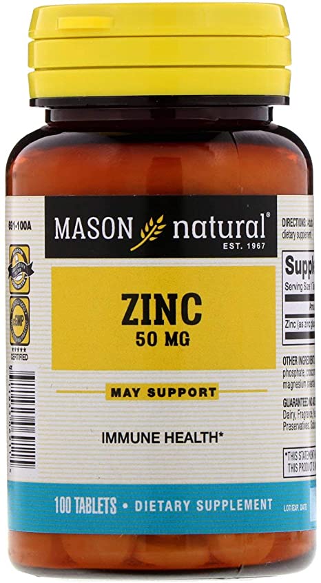 Mason Vitamins Zinc 50 Mg Tablets, 100 Count