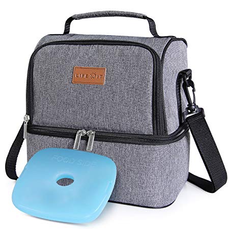 Lifewit Insulated Lunch Box Lunch Bag for Adults/Men/Women, Water-Resistant Leakproof Soft Cooler Bento Bag for Work/School/Meal Prep, Dual Compartment, 7L