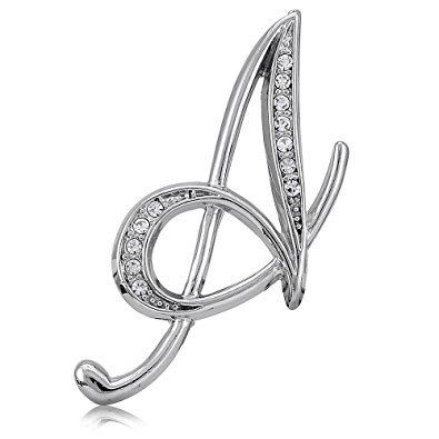 BERRICLE Rhodium Plated Base Metal Initial Letter 'A' Fashion Brooch Pin