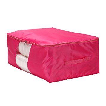 VEAMOR Comforter Storage Bags Containers,Pillow Beddings/Blanket Clothes Organizer Storage Containers,Breathable and Moistureproof (Rose Red, XXL)