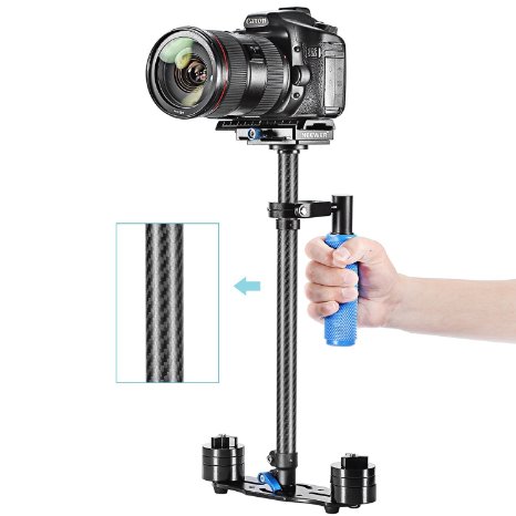 Neewer Carbon Fiber 24"/60cm Handheld Stabilizer with Quick Release Plate 1/4" and 3/8" Screw for DSLR and Video Cameras up to 6.6lbs/3kg