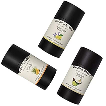 Each & Every 3-Pack, Natural Aluminum-Free Deodorant for Sensitive Skin Made with Essential Oils, 2.5 Oz. (Lavender & Lemon, Citrus & Vetiver, and Coconut & Lime)