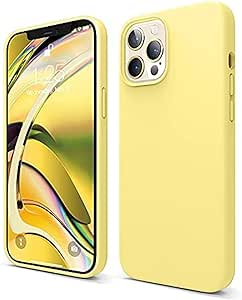 elago Coque Silicone Liquide Compatible avec iPhone 12 Pro Max (6,7”) Case en Silicone Premium, Étui Protection Complète, Cover Antichoc à 3 Structure (Jaune)