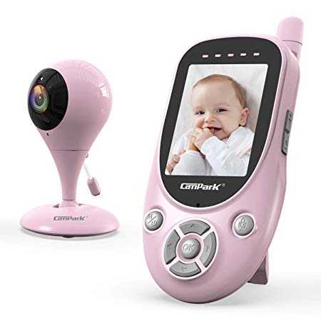 Campark Baby Monitor with Camera 2.4GHz Wireless 1000ft Range Transmission Night Vision 2-Way Talk Back VOX Temperature Sensor Lullabies Digital Baby Cameras - Pink