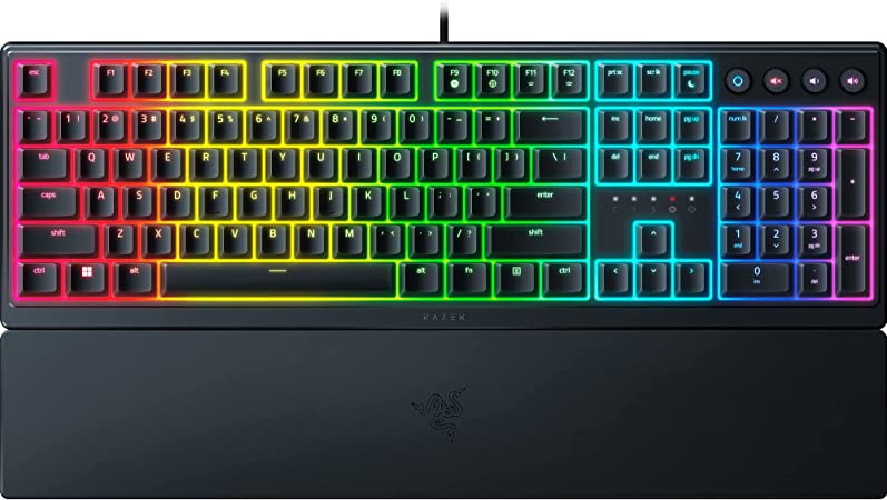 Razer Ornata V3 - Low Profile Gaming Keyboard (Hybrid Mecha-Membrane Switch, UV-coated Keycaps, Magnetic Soft-Touch Wrist Rest, RGB Chroma) UK Layout | Black