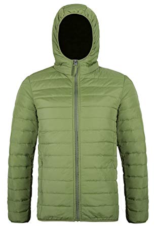 MADHERO Men's Packable Puffer Jacket Slim Fit Lightweight Hooded Quilted Jacket