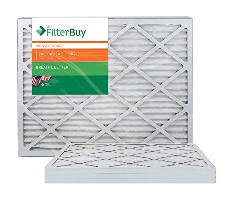 AFB Bronze MERV 6 18x30x1 Pleated AC Furnace Air Filter. Pack of 4 Filters. 100% produced in the USA.