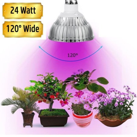 Kyson 24W Led Plant Grow Light Bulbs48pcs SMD Full Bandfor Indoor Garden Greenhouse Flower Hydroponics Aquatic Bonsai System120 Degree Full Spectrum E27 Growing Lamps