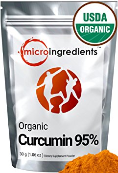Micro Ingredients USDA Organic Curcumin 95% (Turmeric Curcumin Extract) Powder - Powerful Anti-Inflammatory Antioxidant (30 gram / 1.06 oz) Natural Curcumin Supplements