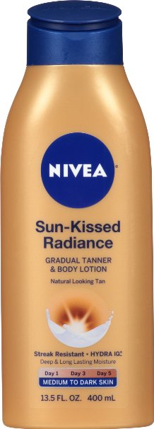 NIVEA Sun-Kissed Radiance Medium to Dark Skin Gradual Tanner & Body Lotion 13.5 Fluid Ounce