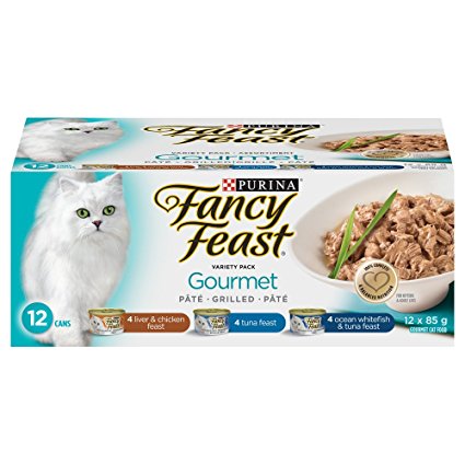 Purina Fancy Feast Gourmet Entrée Variety Pack Wet Cat Food, 85gm Tins (Pack of 12)