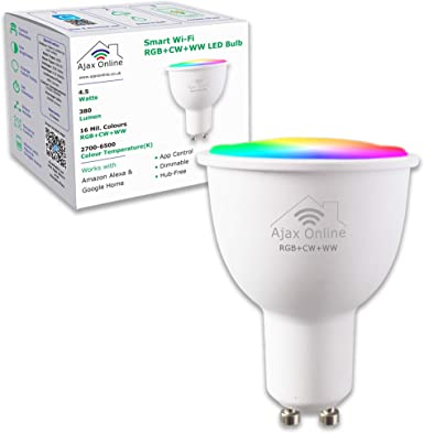 Ajax Online GU10 WiFi Smart Bulb App Control Spotlights - Tunable & Dimmable White Ambiance Mood Lighting (Cool to Warm White 2700-6500k). Works with Alexa, Google Home and IFTTT. NO HUB is Required.