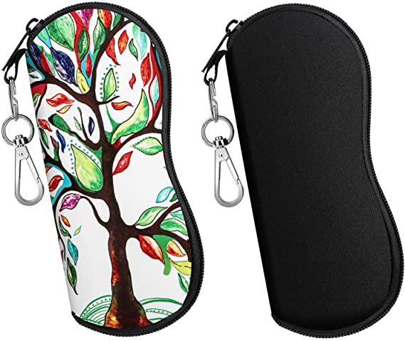 MoKo Sunglasses Soft Case 2 Pack, Portable Glasses Eyeglass Case with Carabiner