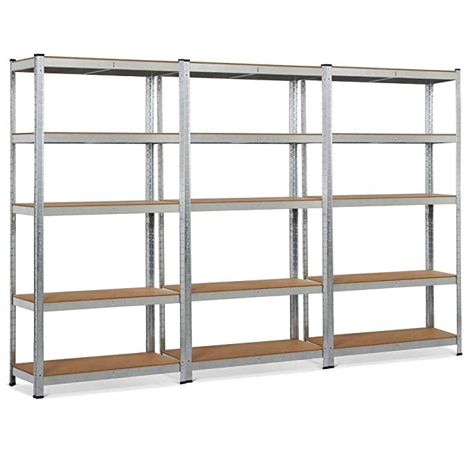 Yaheetech 5-Tier MDF Boltless Garage Shelving Units Storage Shelves Industrial Metal Warehouse Storage Racking (Set of 3)