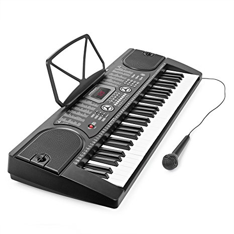 Hamzer 61 Key Electronic Piano Electric Organ Music Keyboard with Microphone - Black
