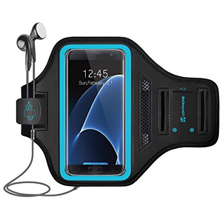 Galaxy S7 Edge Armband - LOVPHONE Easy Fitting Sport Running Exercise Gym Sportband with Key Holder & Card Slot,Water Resistant and Sweat-proof for Samsung Galaxy S7 Edge 2016 Release.