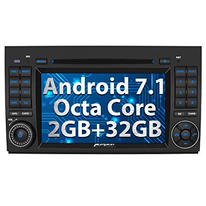 Pumpkin Android 7.1 8 Core 32GB 2GB Car Stereo Radio with Bluetooth for Mercedes Benz A B Series 1024*600 Double Din Head Unit with CD DVD Player Support Sat Nav Mirror Link DAB  WIFI Subwoofer AV Out