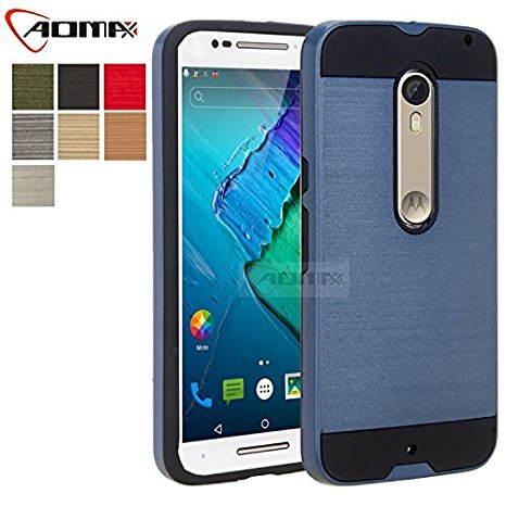 Moto X Style Case, Moto X Pure Edition Case, Aomax@ Anti-Shock Brushed Metal Texture , TPU & PC Dual Layer Hybrid Non-slip Protective Case For Moto X Pure Edition & X Style (VLS Armor Metal Slate)