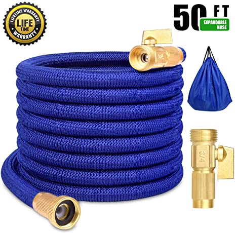 Garden Hose 50 FT Expandable Water Hose,Magic Flexible Hose 50 ft Retractable Compact Hose Light Weight Shrinking Hose No-Kink Yard Hose with 3/4’’ Fittings & Triple Latex Core for Car Wash,Watering