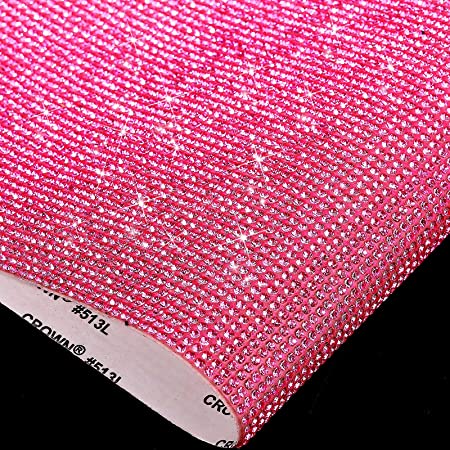 32000 Pieces Bling Crystal Rhinestones Sheet DIY Self-Adhesive Glitter Rhinestones Sticker Shiny Crystal Gem Sticker for Car Vehicle, Phone, Present Decoration, 23.7 x 9.45 Inches (Pink)