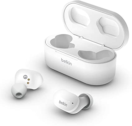 Belkin SoundForm True Wireless Earbuds (Bluetooth Headphones w/Noise Isolation, Touch Controls) Wireless Headphones, Bluetooth Earbuds (White)