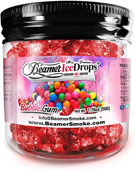 Bubble Gum 50G Ultra Premium Beamer Ice Drops ¨ Hookah Shisha Smoking Gel. Each bowl lasts 2-4 Hours! USA Made, Huge Clouds, Amazing Taste! Better Taste & Clouds than Tobacco! 2-3 bowls per Jar!