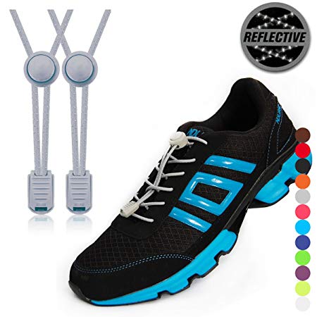 StoutGears Reflective No Tie Shoelaces Lock System - Elastic Shoelaces for Sneakers (1 Pair)