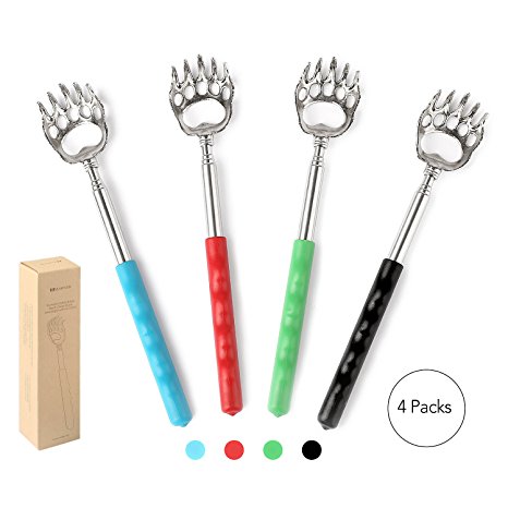 MARNUR Back Scratcher Telescopic Bear Claw Back Itching Scratchers Hand Held Massager Extendable Self Massage Tool Portable 4 Pieces