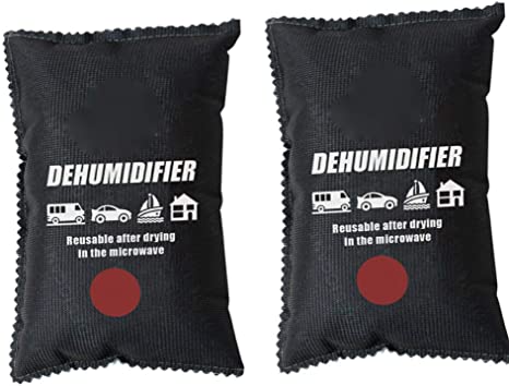 ADEPTNA Durable Pack of 2 Car Dehumidifier Bag for Car Van caravans Home Moisture Damp Killer Absorber Reusable and Microwaveable (2 X 500G)