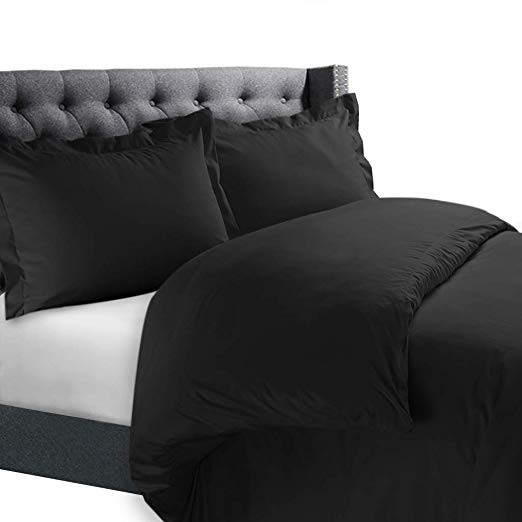 Nestl Bedding Duvet Cover Set – Ultra Soft 100% Microfiber Hotel Collection 2 Piece Set with 1 Pillow Sham - Insert Comforter Protector, Duvet Covers with Button Closure – Twin (Single) 68”x90”, Black