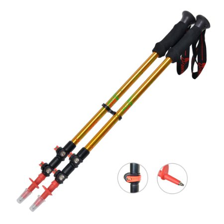 Mountaintop [2-Pack] 3-Section Retractable Lightweight Trekking Poles Travel Hiking Climbing Backpacking Walking Mountaineering Stick with EVA Foam Handle