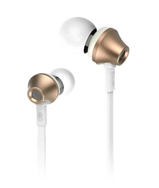 Pomelo Best Earphones with Microphone, 3 Different Comfortable Silicone Ear Caps for Daily Use (Gold)