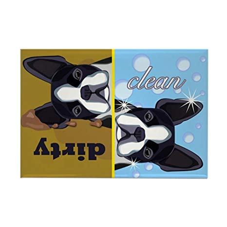 CafePress Dirty/Clean Boston Terrier Dog Rectangle Magnet Rectangle Magnet, 2"x3" Refrigerator Magnet