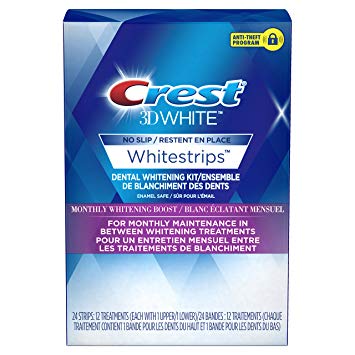 Crest 3D White Whitestrips Monthly Whitening Boost Treatments, 12 Count