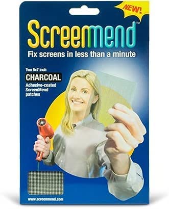 Window Screen Repair Kit - 5"x7" Patch Charcoal (2 Patches) (Sіnglе pасk)