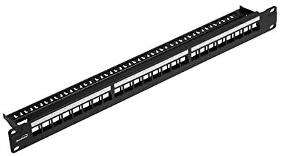 NavePoint 24-Port Cat5/Cat5e/Cat6 Ethernet Patch Panel for 19-Inch Wallmount Or Rackmount Empty for Keystone Insertion Black