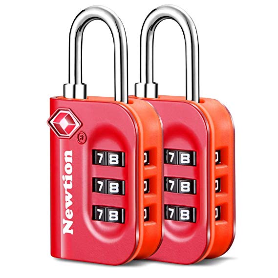Newtion TSA Approved Luggage Lock,Travel Lock with Double Color Alloy Body,TSA Combination Lock for Luggage 1&2 Pack